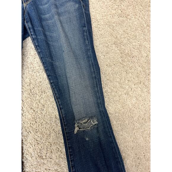 Vtg Express Boot Leg Jeans Womens 4 Long Blue Denim Low Rise Y2K 90s Retro - Picture 4 of 16